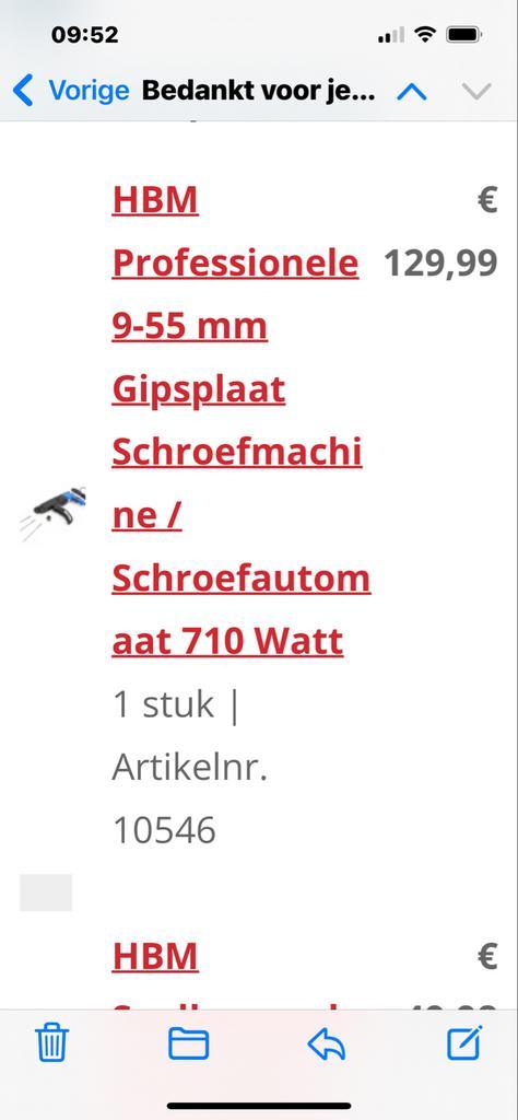 HBM Gipsplaatschroefmachine 710W + Schroefstrips, Doe-het-zelf en Verbouw, Gereedschap | Boormachines, Zo goed als nieuw, Boor- en Schroefmachine