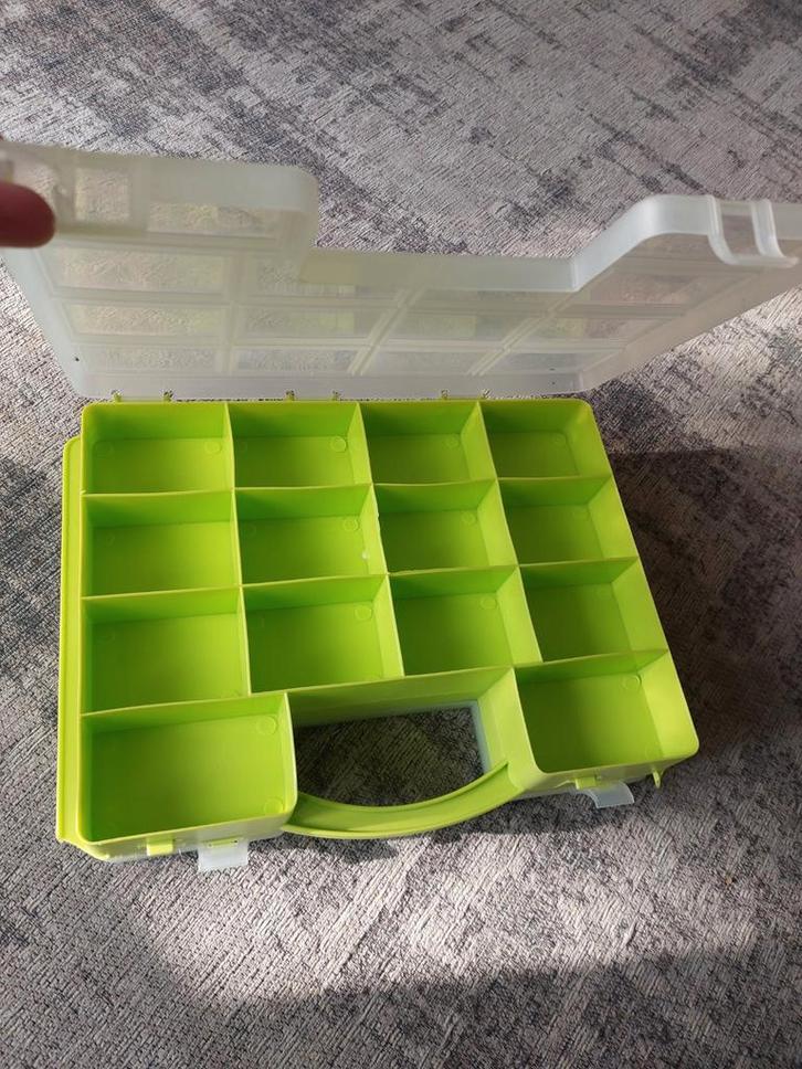 Groene Opbergdoos met Vakken 2 kanten, Hobby en Vrije tijd, Overige Hobby en Vrije tijd, Gebruikt, Ophalen of Verzenden