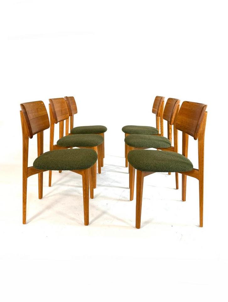 Set van 6x gerestaureerde Deense eetkamerstoel ‘70, Huis en Inrichting, Stoelen, Zo goed als nieuw, Vijf, Zes of meer stoelen