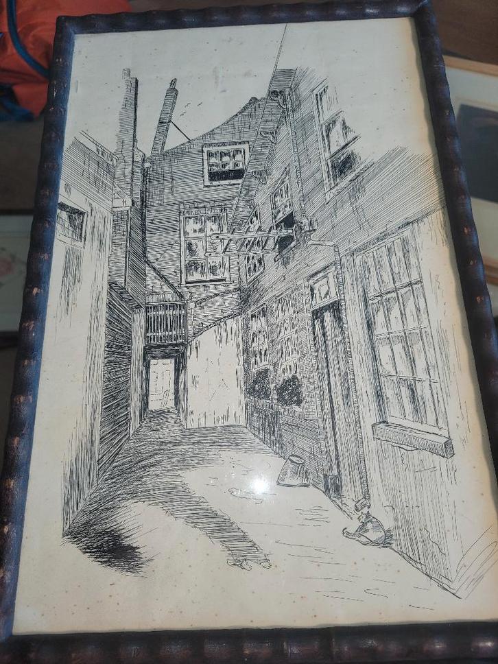 "Beeren Gang te Amsterdam" van Willem Wenckebach,, Antiek en Kunst, Kunst | Etsen en Gravures, Ophalen of Verzenden