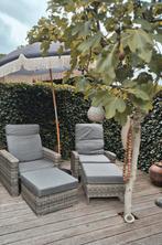 Lounge stoel (rechter is er nog) deluxe Levante grijs wicker, Tuin en Terras, Ophalen, Gebruikt