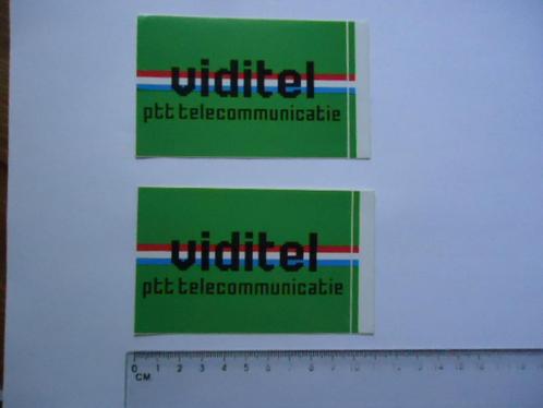 sticker 2 x logo VIDITEL PTT telecommunicatie retro, Verzamelen, Stickers, Zo goed als nieuw, Bedrijf of Vereniging, Verzenden
