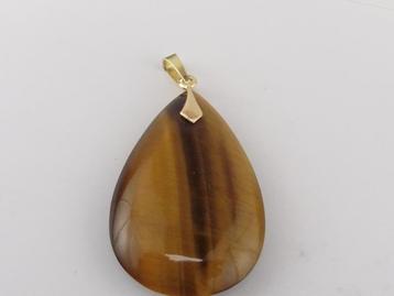 Gouden hanger met tijgeroog                              G54 beschikbaar voor biedingen