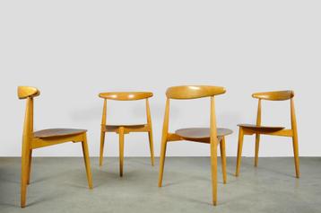 Vintage Deense teakhouten eetkamerstoelen, Fritz Hansen, 50s beschikbaar voor biedingen