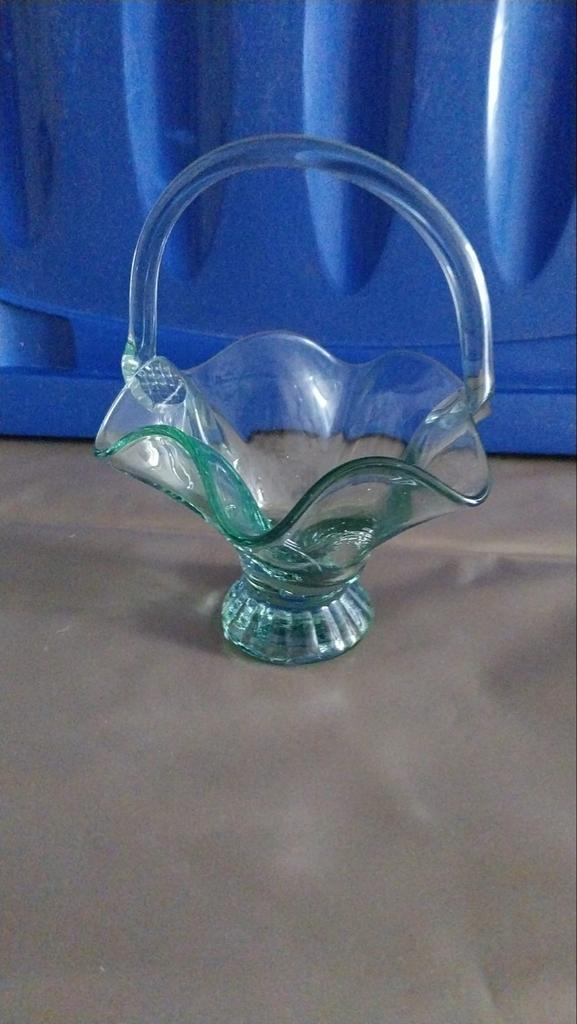 Vintage Glazen Mandje met Handvat, Doe-het-zelf en Verbouw, Elektra en Kabels, Zo goed als nieuw, Overige typen, Ophalen of Verzenden