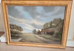 Mooi Landelijk schilderij schilder W.Kroon €100, Ophalen of Verzenden