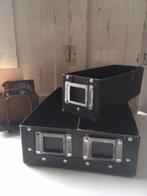 Brocante Franse zwarte archiefdoosjes, Antiek en Kunst, Curiosa en Brocante, Ophalen of Verzenden