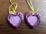 4 Mini fotolijstje hart ovaal Roze Paars Ornament Kerst hang, Ophalen of Verzenden, Nieuw