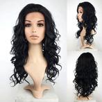 Lace pruik lang zwart haar met krullen model Vogue, Verzenden, Nieuw, Pruik of Haarverlenging