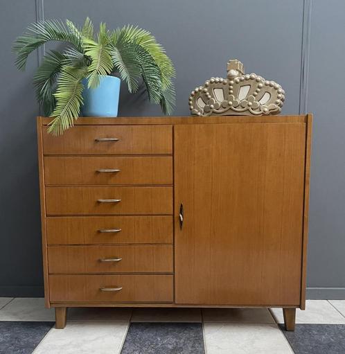 70 jaren Dressoir mooie hoge TV kast 6 la 1 deur met plank, Huis en Inrichting, Kasten | Ladekasten, Gebruikt, Minder dan 100 cm