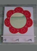 Roze Plafondlamp hartjes en roze spiegel bloem meidenkamer, Ophalen of Verzenden, Zo goed als nieuw, Spiegel