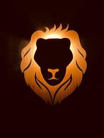 Handgemaakte houten wandlamp leeuwenkop – kinderkamer, Design, Nieuw, Ophalen of Verzenden, Minder dan 50 cm