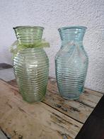 2 geribbelde glaze vazen hxdrs 195x7,5 cm, Overige kleuren, Nieuw, Ophalen of Verzenden, Glas