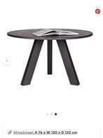 Woood Rhonda Ronde Eettafel - Ø 130 cm - Zwart, Huis en Inrichting, Tafels | Eettafels, Ophalen, Rond, Zo goed als nieuw, Vier personen