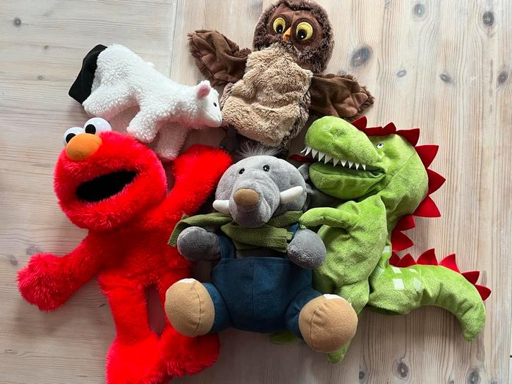 Leuke Handpoppen - Uil Schaap Elmo Draak Olifant, Kinderen en Baby's, Speelgoed | Knuffels en Pluche, Zo goed als nieuw, Overige typen