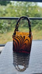 glazen tasje 11 cm lang, 6 cm breed, 20,5 cm hoog, Antiek en Kunst, Ophalen