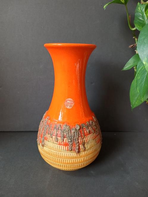 Vintage Jasba Vaas - West-Duits Keramiek, Huis en Inrichting, Woonaccessoires | Vazen, Gebruikt, Oranje, Minder dan 50 cm, Aardewerk of Porselein