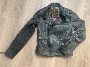 Ruderiders leren biker jack jasje met studs zwart XS/34 beschikbaar voor biedingen