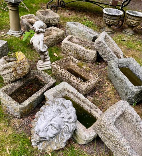 * oude Trog, natuursteen Troggen, Voederbak stenen Bak Bad, Tuin en Terras, Waterpartijen en Fonteinen, Gebruikt, Waterornament