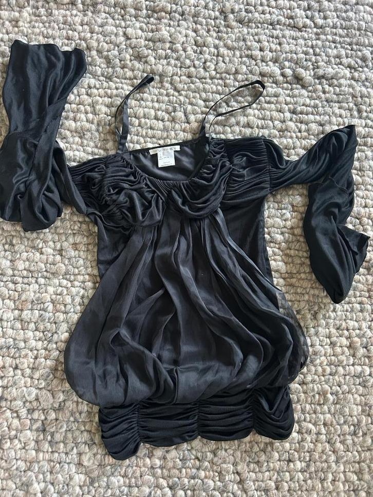 Kastopruiming, bijzonder TONY COHEN 100 % zijde top maat S, Kleding | Dames, Tops, Gedragen, Maat 36 (S), Zwart, Korte mouw, Ophalen of Verzenden