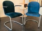 Gispen 413rh twee stuks, 250 stuk, buisstoel, retro, Huis en Inrichting, Stoelen, Gebruikt, Twee, Blauw, Ophalen of Verzenden
