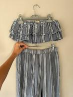 Blauw wit gestreepte set two piece co ord maat XS/S, Zo goed als nieuw, Maat 34 (XS) of kleiner, Lang, Hollister