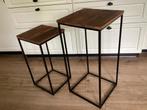 Set van 2 tafels naturel/zwart, Minder dan 55 cm, Rond, Zo goed als nieuw, Hout