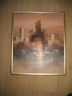 Olieverf op Linnen / Canvas Skyline Bonsall * Mooi Vintage, Ophalen of Verzenden