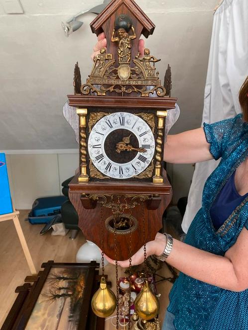 Antieke Zaanse klok met Atlas, Antiek en Kunst, Antiek | Klokken, Ophalen of Verzenden