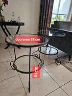 Set van 2 ronde bijzettafels – smeedijzer met glas, Minder dan 55 cm, Rond, Ophalen, 45 tot 60 cm