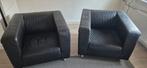 Twee zwarte lederen fauteuils gratis afhalen, Huis en Inrichting, Ophalen, Gebruikt, Minder dan 75 cm, Leer