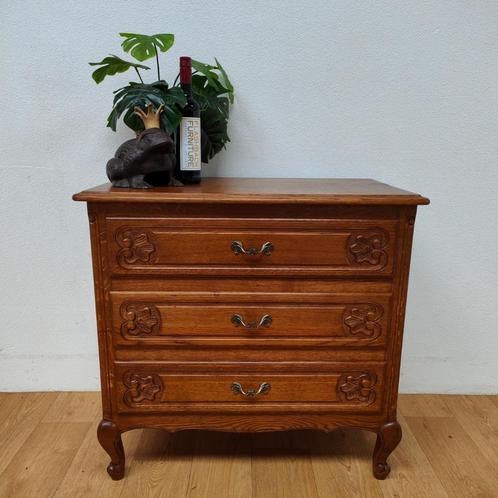 Vintage Queen Ann ladekastje, commode dressoir ladekast 513, Huis en Inrichting, Kasten | Ladekasten, Gebruikt, Eikenhout, 3 of 4 laden