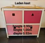 Roze houten ladenkast - kinderkamer of opbergkast, Gebruikt, 100 tot 150 cm, Ophalen of Verzenden, Met lade(s)