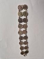 2 rijen dubbele armband met dubbeltjes, Antiek en Kunst, Ophalen of Verzenden, Zilver