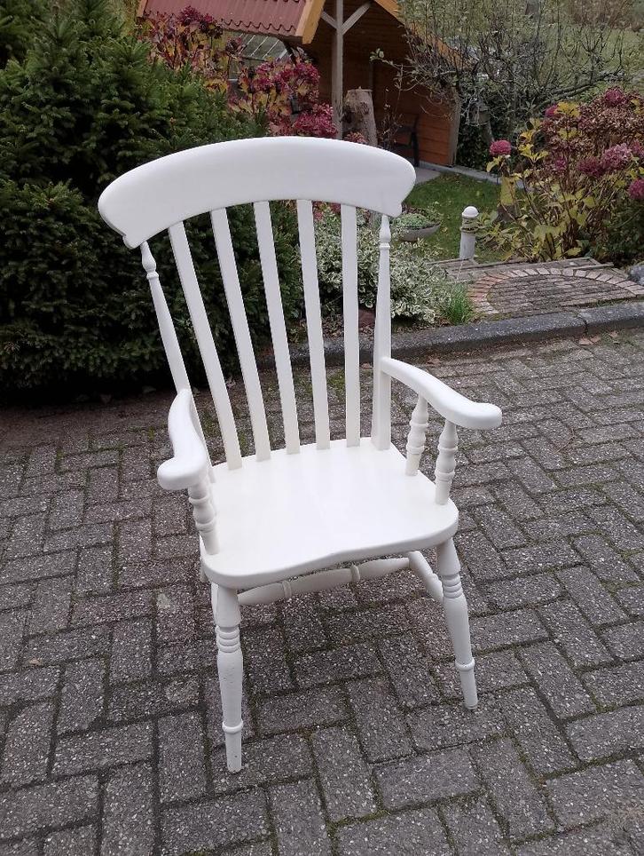 Houten kamerstoel, Huis en Inrichting, Stoelen, Gebruikt, Eén, Wit, Ophalen