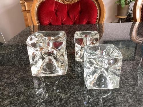 Kandelaars, glas, kristal, Sklo Union, kubus, vintage, Antiek en Kunst, Antiek | Kandelaars, Ophalen