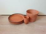 Set terracotta bloempotten, voor binnen of buiten planten, Rond, Zo goed als nieuw, Aardewerk, Tuin