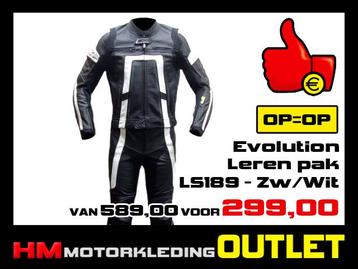 Leren motorpak Evo LS189 Berik style Zw-Wit - Maat MEN 48