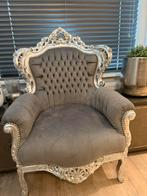 Barok Fauteuil te koop zga nieuw grijs fluweel Brocante, Huis en Inrichting, Ophalen, Zo goed als nieuw