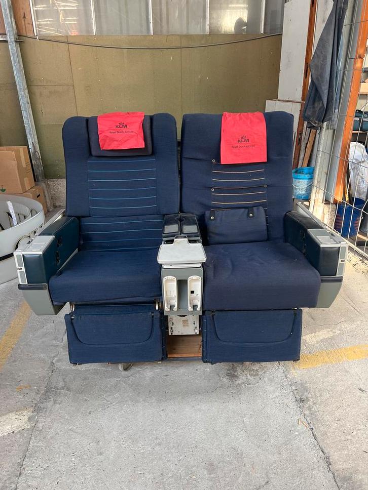 KLM Vliegtuigstoel - Dubbele Stoel, Antiek en Kunst, Antiek | Meubels | Stoelen en Banken, Ophalen of Verzenden