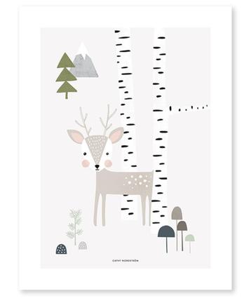 Muurposter Poster Decoratie Hert Bos Lilipinso beschikbaar voor biedingen