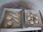 9 oude glazen kerstballen vintage parelmoer kleur, Ophalen of Verzenden