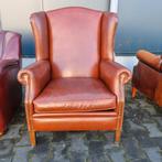 Nette Chesterfield oor fauteuil leer bruin rood + BEZORGING