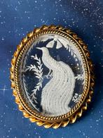 🔷Antieke reverse carved broche : paradijsvogel, Sieraden, Tassen en Uiterlijk, Antieke sieraden, Ophalen of Verzenden, Overige materialen