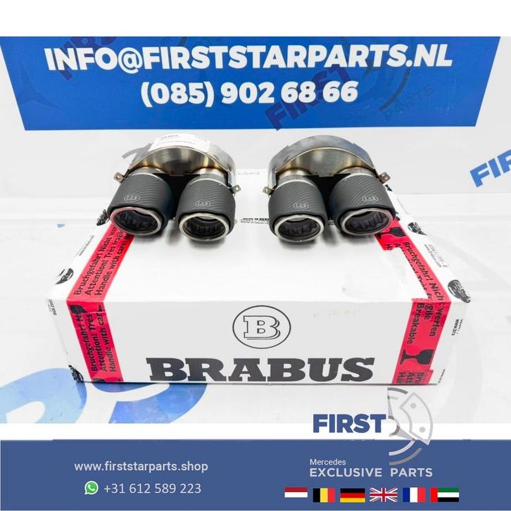 BRABUS 63 AMG SIERSTUKKEN SET ORIGINEEL CARBON C63 E63 GLC63, Auto-onderdelen, Uitlaatsystemen, Mercedes-Benz, Gebruikt, Ophalen of Verzenden