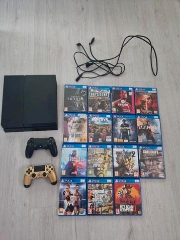 Playstation 4 slim 1tb 2 controllers 15 games en toebehoren. beschikbaar voor biedingen