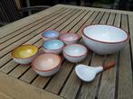 Vintage pinda/nootjes set compleet met lepel, Adco ?, Gebruikt, Ophalen of Verzenden, Schaal of Schalen, Overige stijlen