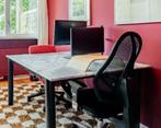 Marmeren tafel/bureau 120x120cm met stalen onderstel, Ophalen, Overige materialen, Gebruikt, Vierkant