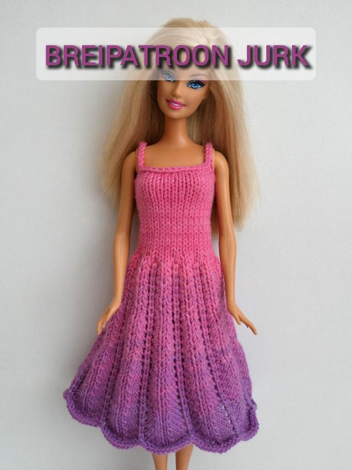 Breipatroon barbiekleertjes - jurk met ajourrok, Hobby en Vrije tijd, Breien en Haken, Nieuw, Breien, Patroon of Boek, Ophalen