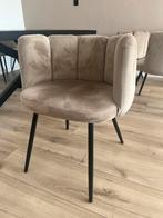 Set van 6 moderne eetkamerstoelen - beige velvet, Huis en Inrichting, Stoelen, Ophalen, Overige kleuren, Zo goed als nieuw, Stof